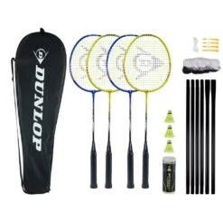 Dunlop Federball-Set Nitro Star SS 1.0 (4x Schläger, 3x Bälle, 1x Tragetasche, Netz) - 1 Set