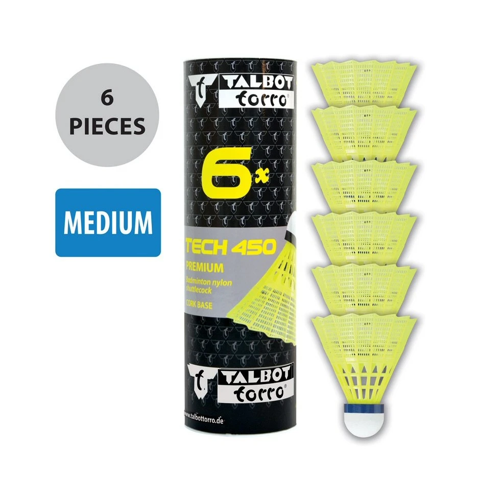 Talbot Torro Badmintonbälle Tech 450 Nylon Gelb Dose 6er 4 Talbot Torro Badmintonbälle Tech 450 Nylon Gelb Dose 6er – Bild 4