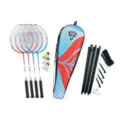 Talbot Torro Badminton-Set 4-Fighter (4xSchläger, 3xBälle, Netz+Pfosten, Hülle) - 1 Set