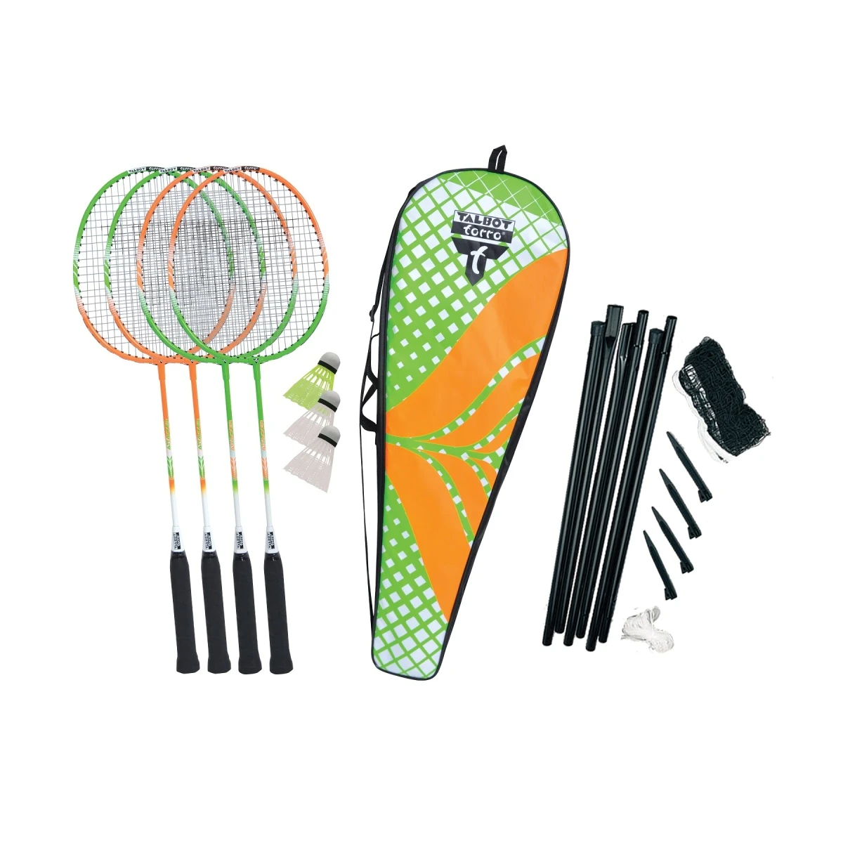Talbot Torro Badminton Set 4-Attacker PLUS (4x Schläger, 3x Bälle, 1x Netz) 1 Talbot Torro Badminton Set 4-Attacker PLUS (4x Schläger, 3x Bälle, 1x Netz)