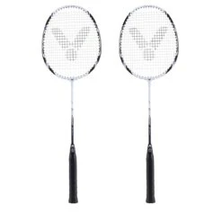 Victor Badmintonschläger AL2200 (98g/ausgewogen/mittel) Weiss- Besaitet - ( 2er SET )