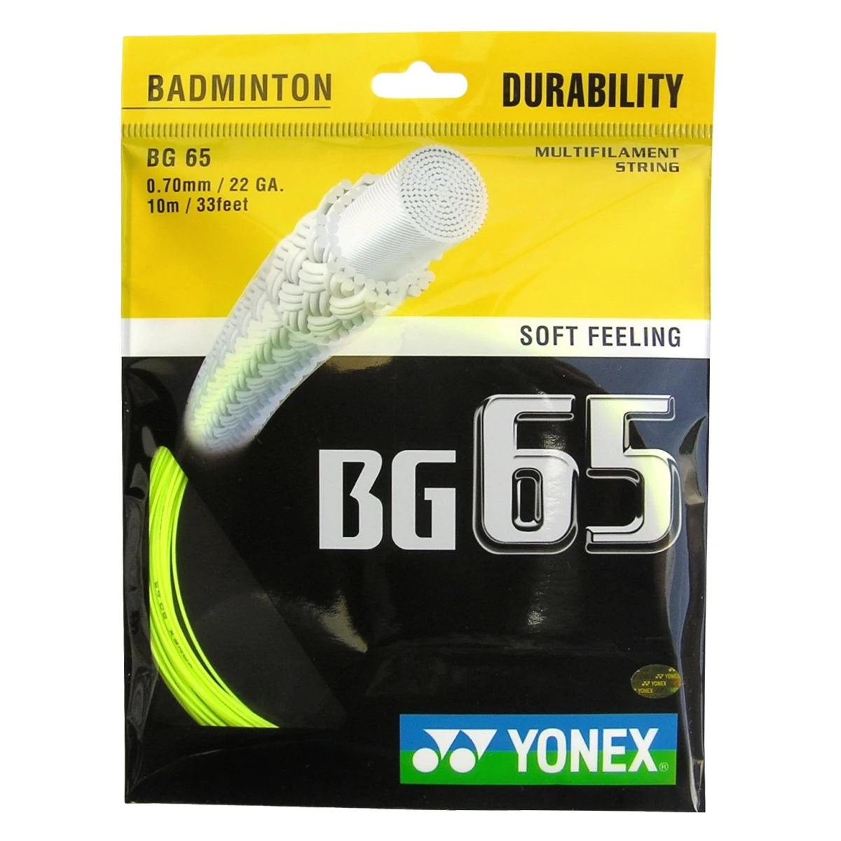 Yonex Badmintonsaite BG65 (Allround+Haltbarkeit) Gelb 10m Set 1 Yonex Badmintonsaite BG65 (Allround+Haltbarkeit) Gelb 10m Set