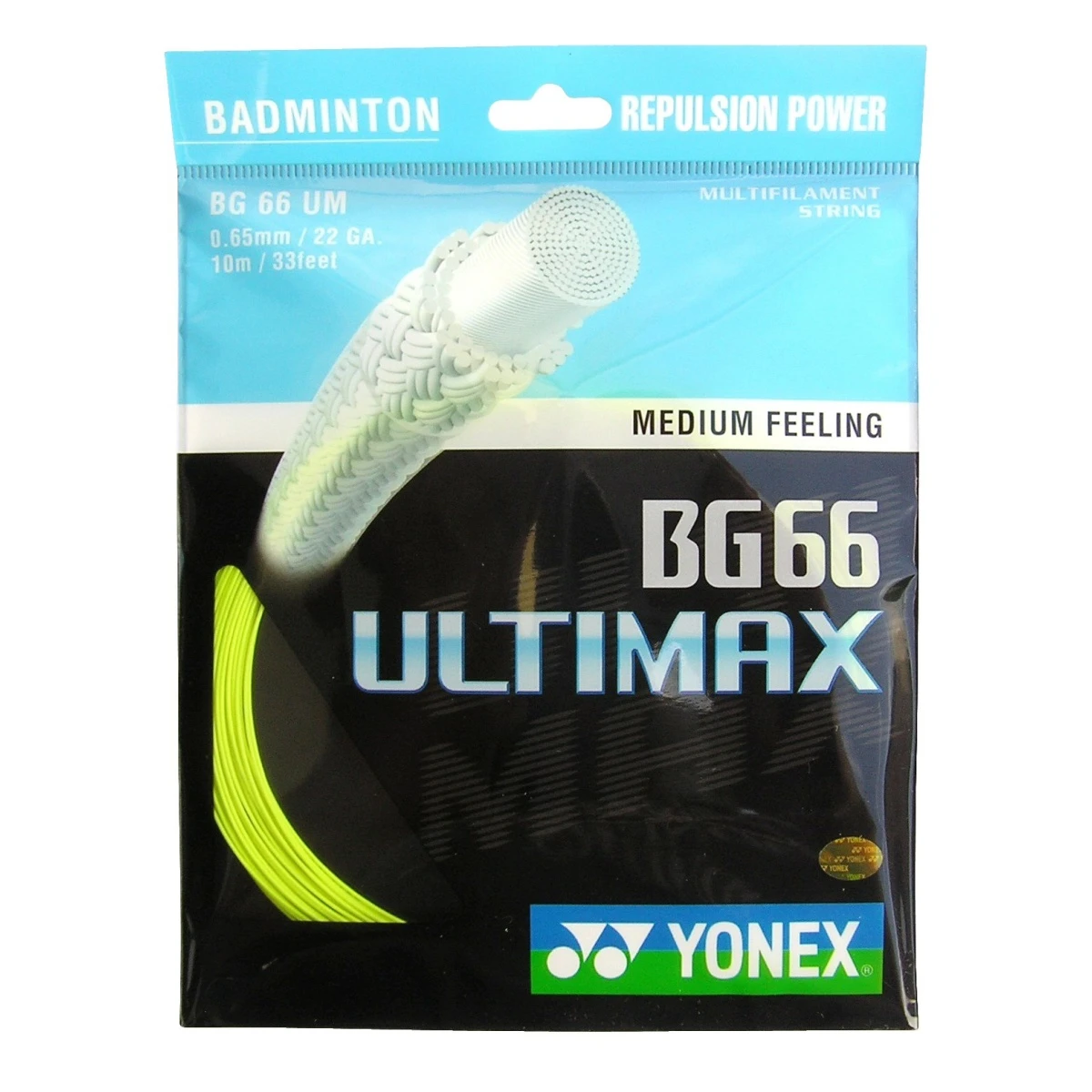 Yonex Badmintonsaite BG 66 Ultimax (Power+Komfort) Gelb 10m Set 1 Yonex Badmintonsaite BG 66 Ultimax (Power+Komfort) Gelb 10m Set